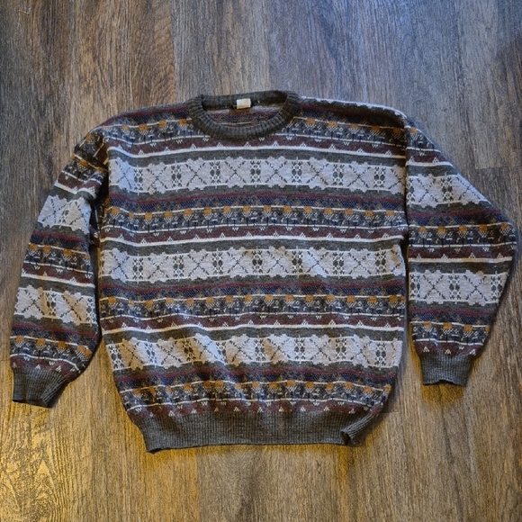 Vintage Made in Italy Fair Isle Wool Blend Sweater Large Earth Tones - Picture 2 of 7